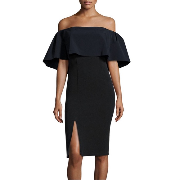 Ml Monique Lhuillier One Shoulder Black Dress